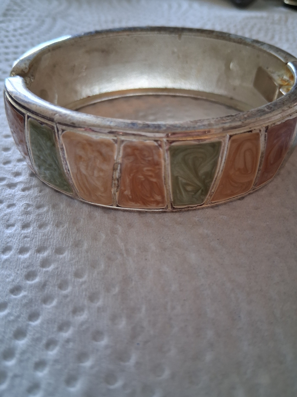 Marbled Tan and Sage Inlay Bangle Bracelet - Women Jewelry